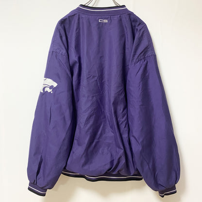 古着 used　CRABLE SPORTSWEAR　長袖カレッジ刺繍ナイロンプルオーバー　カンザス州立大学　レトロ　XLサイズ
