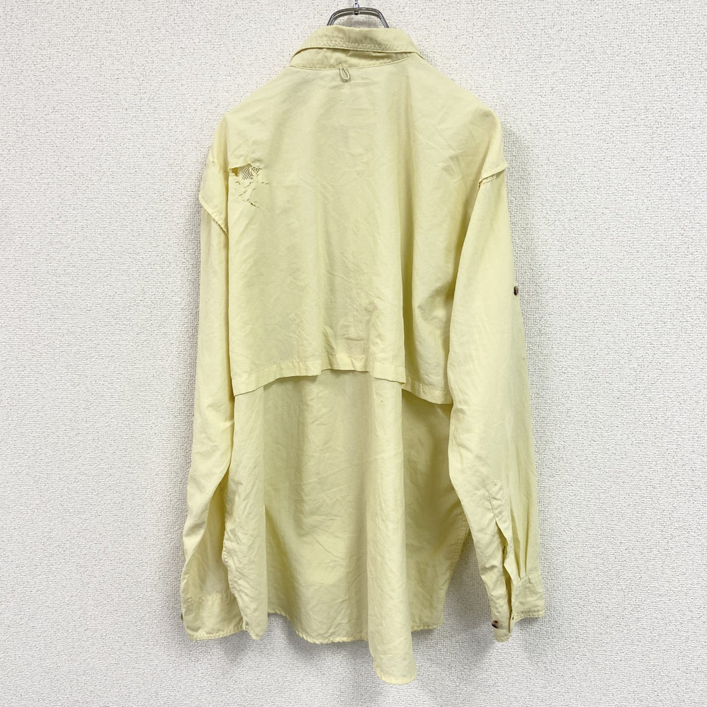 ALL American FISHERMAN　長袖ナイロンフィッシングシャツ　フラップポケット　黄色　イエローー　Lサイズ