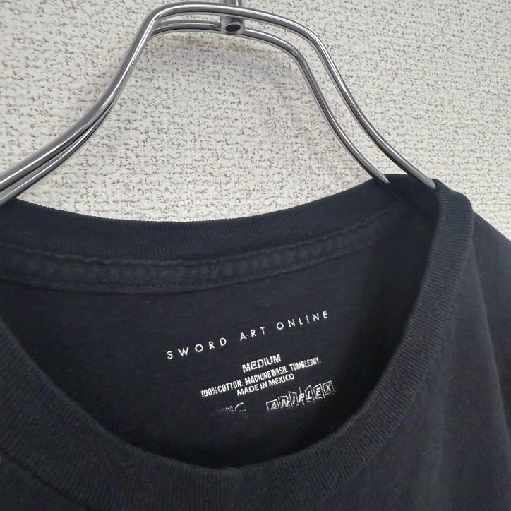 古着 used　ソードアートオンライン　半袖アニメプリントTシャツ　　クルーネック　レトロデザイン　黒　ブラック　Mサイズ