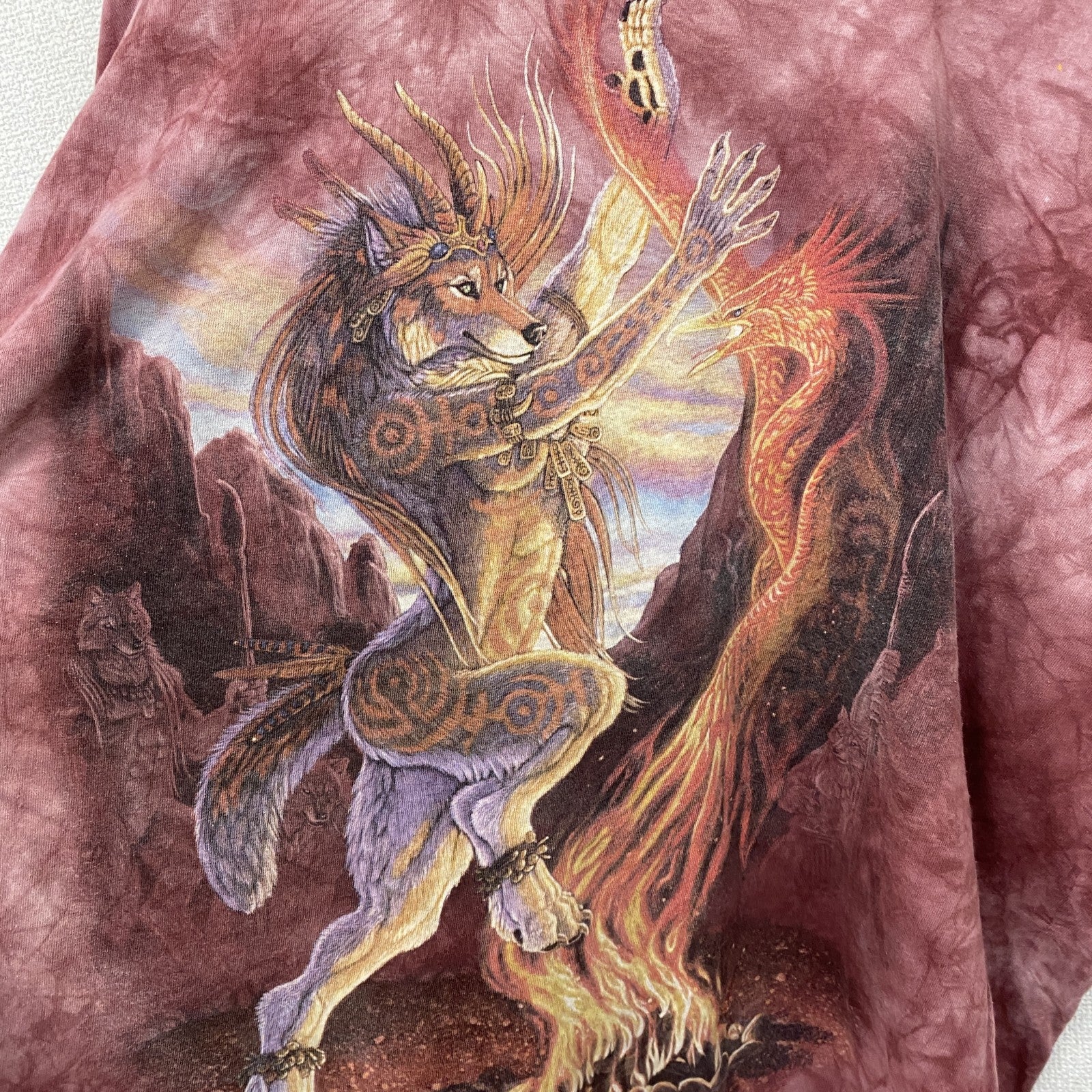 THE MOUNTAIN　ザマウンテン　半袖プリントTシャツ　アニマルT　タイダイ　赤色　4XLサイズ