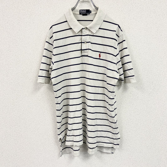 POLO by RALPH LAUREN　ポロバイラルフローレン　半袖ポロシャツ　ボーダー柄　白　ホワイト　LLサイズ