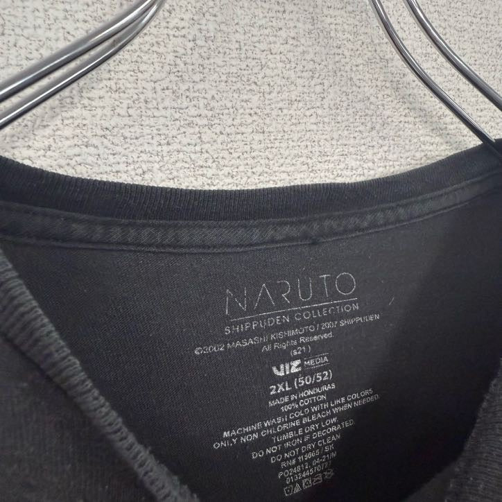 古着 used　NARUTO　ナルト　半袖アニメプリントTシャツ　クルーネック　レトロデザイン　黒　ブラック　XXLサイズ