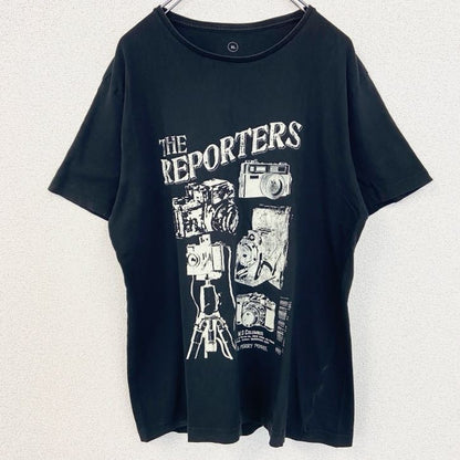 古着 used　半袖プリントTシャツ　カメラ　CAMERA　レトロデザイン　クルーネック　黒　ブラック　XLサイズ