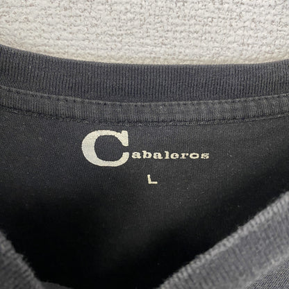 古着 used　半袖プリントTシャツ　　象形文字　フェード感　漢字　クルーネック　レトロデザイン　黒　ブラック　Lサイズ