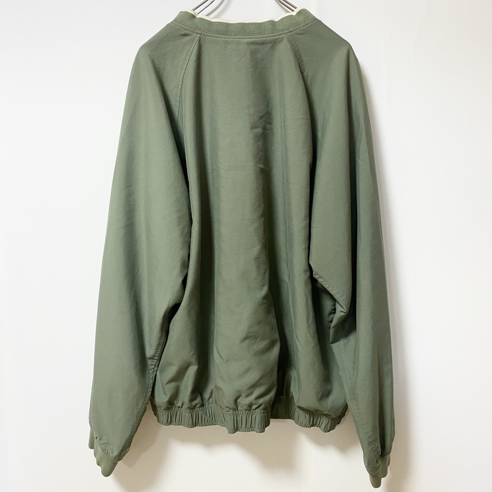 古着 used　LANDS'END ランズエンド　長袖ナイロンプルオーバー　ウィンドブレーカー　グリーン　富士フイルム　Lサイズ