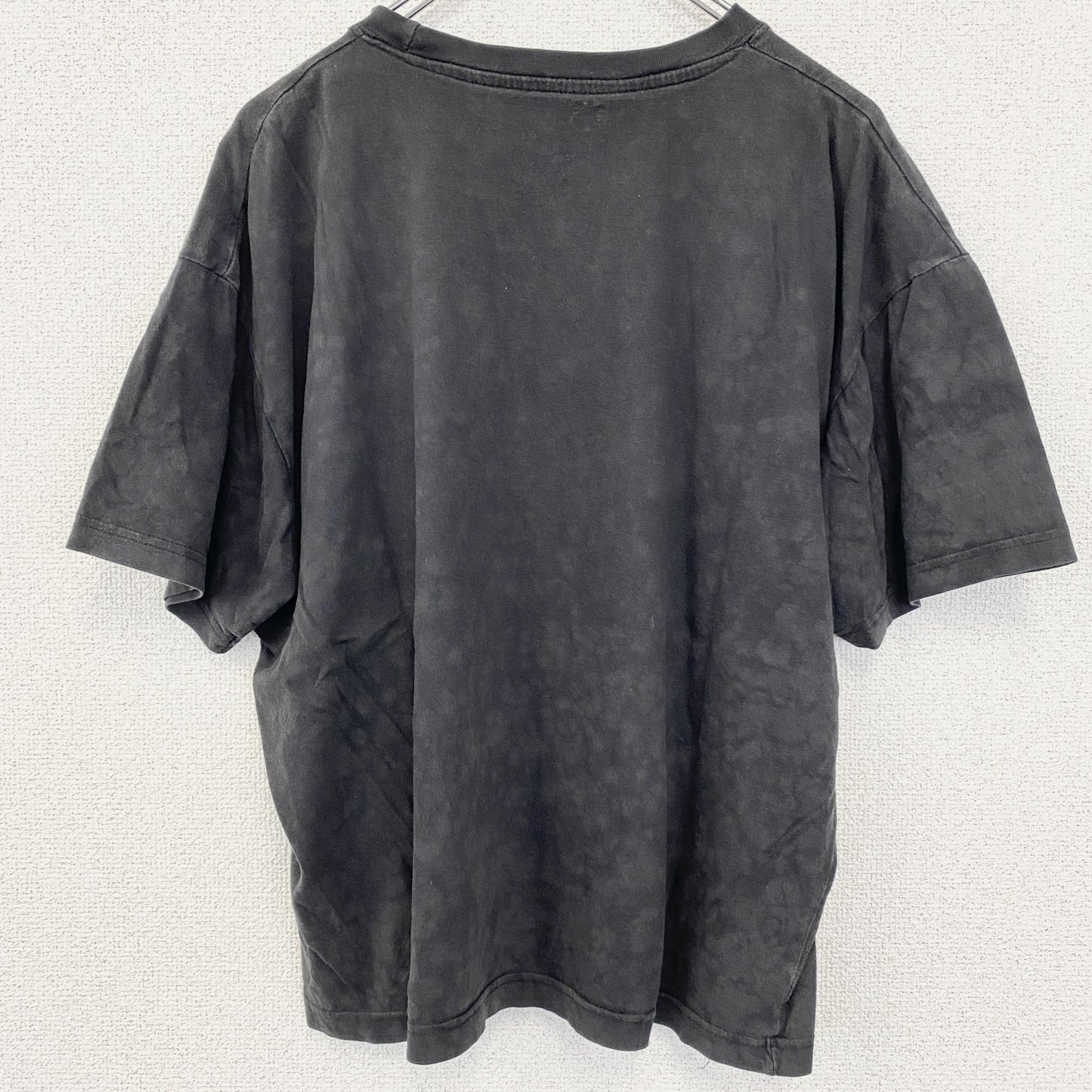 古着 used　半袖プリントTシャツ　　象形文字　フェード感　漢字　クルーネック　レトロデザイン　黒　ブラック　Lサイズ