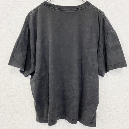 古着 used　半袖プリントTシャツ　　象形文字　フェード感　漢字　クルーネック　レトロデザイン　黒　ブラック　Lサイズ