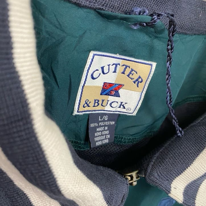 90s　CUTTER&BUCK　カッターアンドバック　ハーフジッププルオーバージャケット　緑　グリーン　Lサイズ