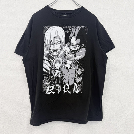 古着 used　DEATH NOTE　デスノート　半袖アニメプリントTシャツ　クルーネック　レトロ　黒　ブラック　Lサイズ
