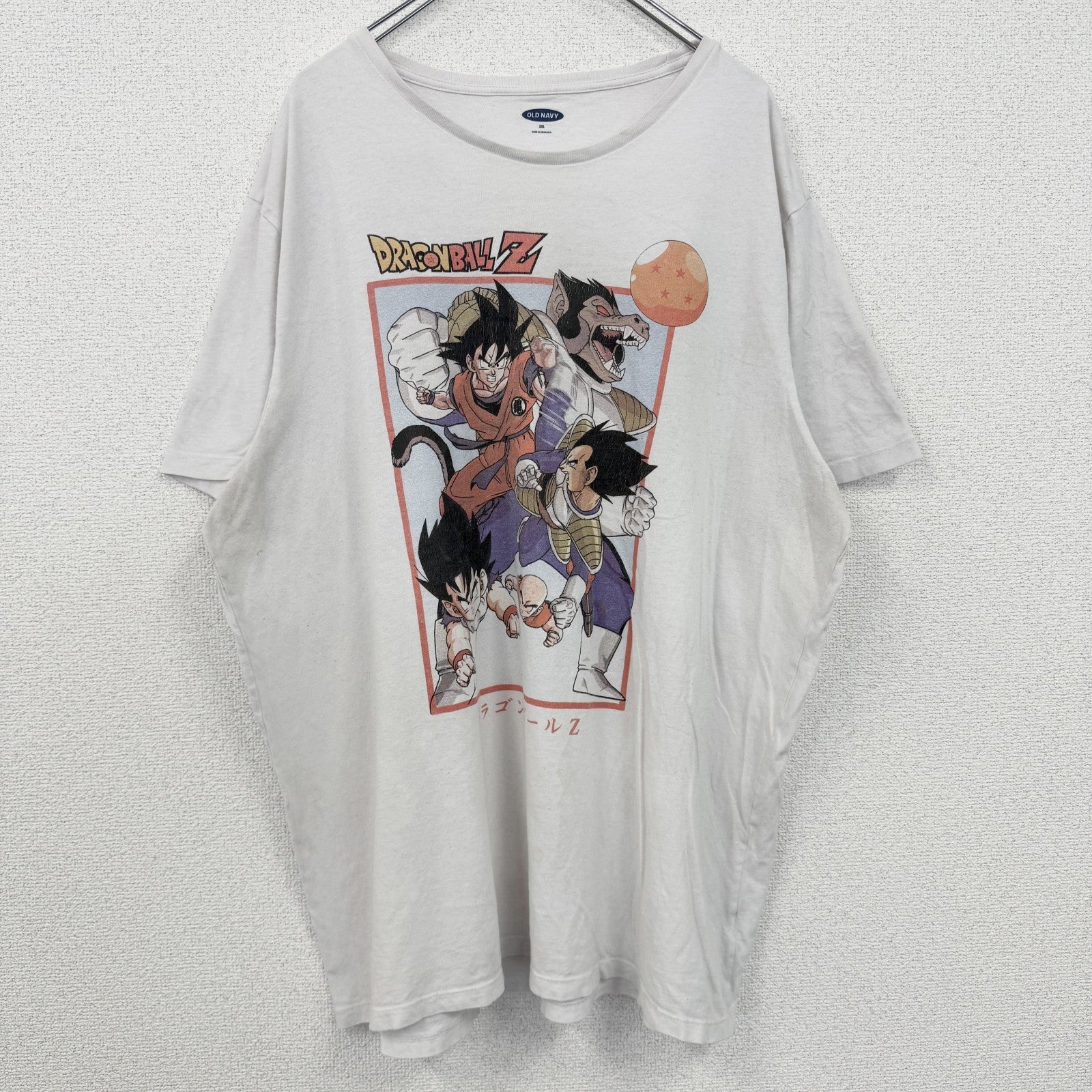 古着 used　ドラゴンボールZ　半袖アニメプリントTシャツ　ジャンプ　クルーネック　レトロデザイン　白　ホワイト　XXLサイズ