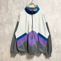 ～90s　ACTIVEWEAR　フルジップ切替スウェット　トレーナー　グレー　パープル　オーバーサイズ　XLサイズ