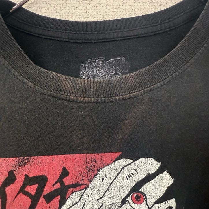 古着 used　ナルト　NARUTO　半袖アニメプリントTシャツ　イタチ　サスケ　クルーネック　レトロ　黒　ブラック　XLサイズ