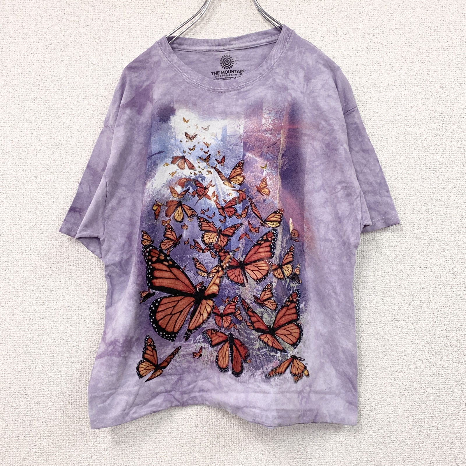 THE MOUNTAIN　ザマウンテン　半袖プリントTシャツ　タイダイ　紫　パープル　Lサイズ