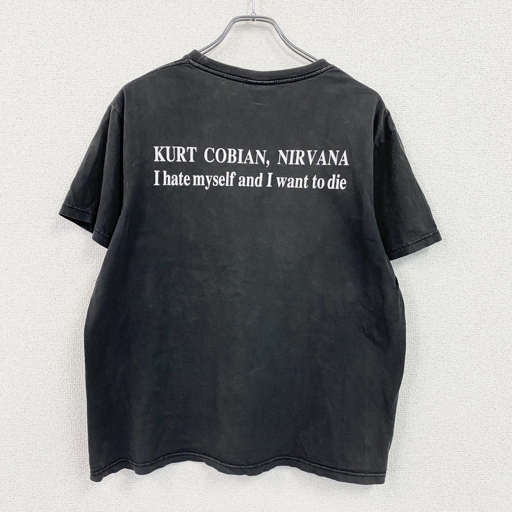 wall of fame　カートコバーン　半袖プリントフォトTシャツ　黒　ブラック　Lサイズ