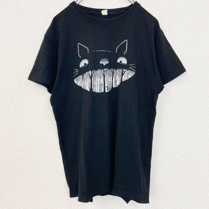 古着 used　半袖プリントTシャツ　ジブリ　となりのトトロ　レトロデザイン　クルーネック　黒　ブラック　Lサイズ