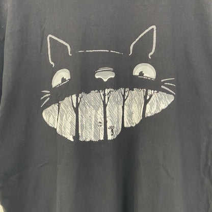 古着 used　半袖プリントTシャツ　ジブリ　となりのトトロ　レトロデザイン　クルーネック　黒　ブラック　Lサイズ