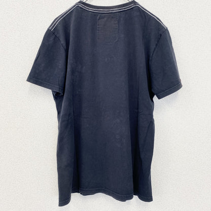 古着 used　SUPERDRY　スパードライ　半袖プリントTシャツ　クルーネック　レトロデザイン　紺　ネイビー　ブルー