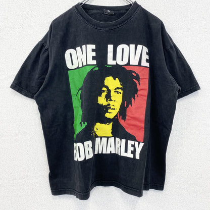 古着 used　Bob Marley　ボブ・マーリー　半袖プリントTシャツ　クルーネック　レトロデザイン　黒　ブラック　XLサイズ