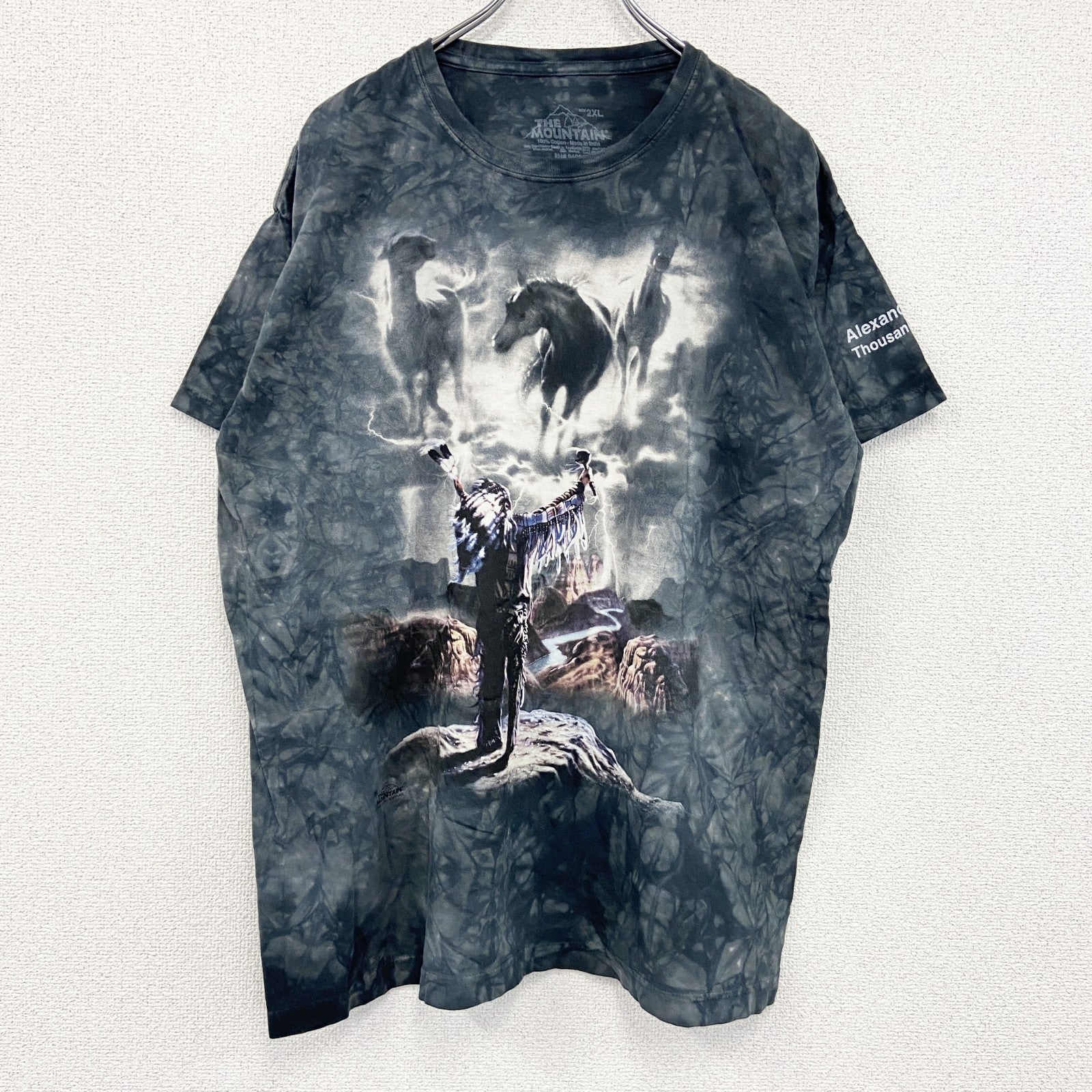 THE MOUNTAIN　ザマウンテン　半袖プリントTシャツ　アニマルT　タイダイ　黒　ブラック　2XLサイズ