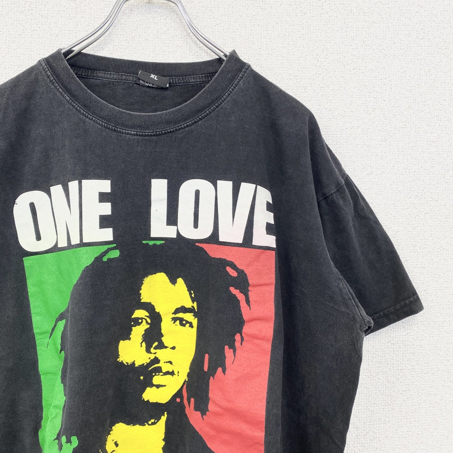 古着 used　Bob Marley　ボブ・マーリー　半袖プリントTシャツ　クルーネック　レトロデザイン　黒　ブラック　XLサイズ