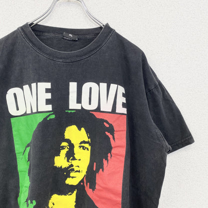 古着 used　Bob Marley　ボブ・マーリー　半袖プリントTシャツ　クルーネック　レトロデザイン　黒　ブラック　XLサイズ