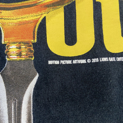 古着 used　半袖ムービープリントTシャツ　Knives Out　クルーネック　レトロデザイン　黒　ブラック　Mサイズ