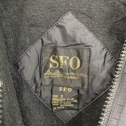 SFO　フルジップナイロンジャケット　フード　黒　ブラック　Sサイズ　
