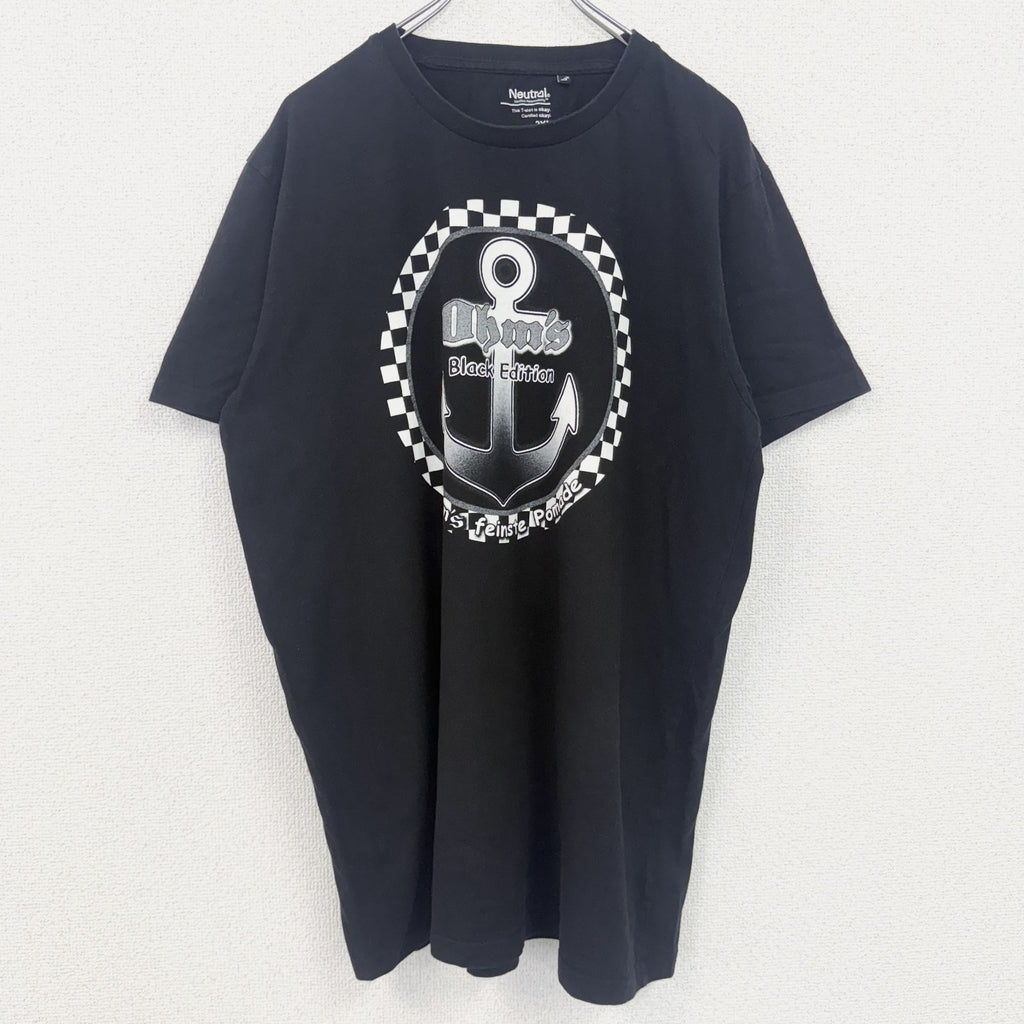 古着 used　Neutral　半袖プリントTシャツ　イカリ　マリン　クルーネック　レトロデザイン　黒　ブラック　XXLサイズ