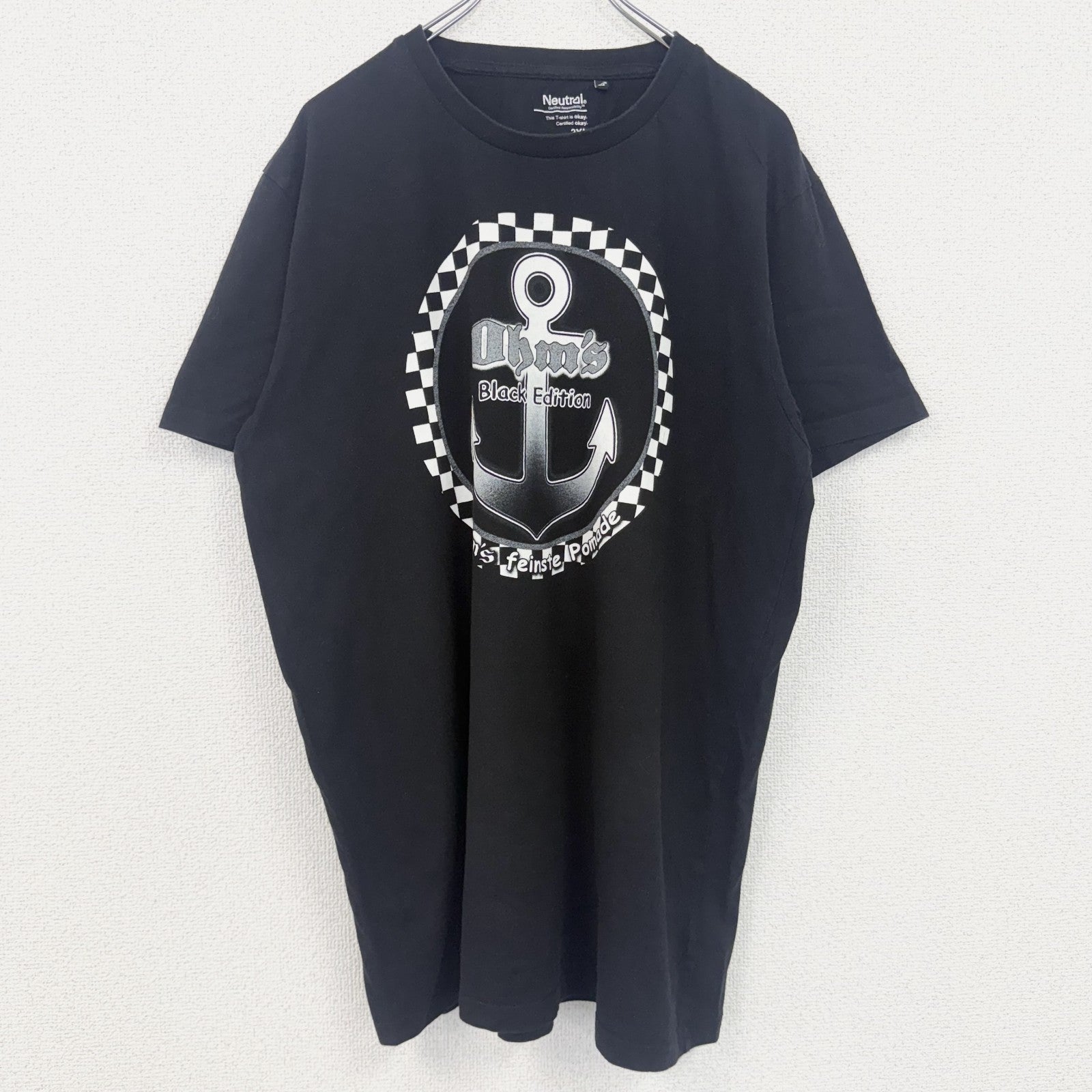 古着 used　Neutral　半袖プリントTシャツ　イカリ　マリン　クルーネック　レトロデザイン　黒　ブラック　XXLサイズ
