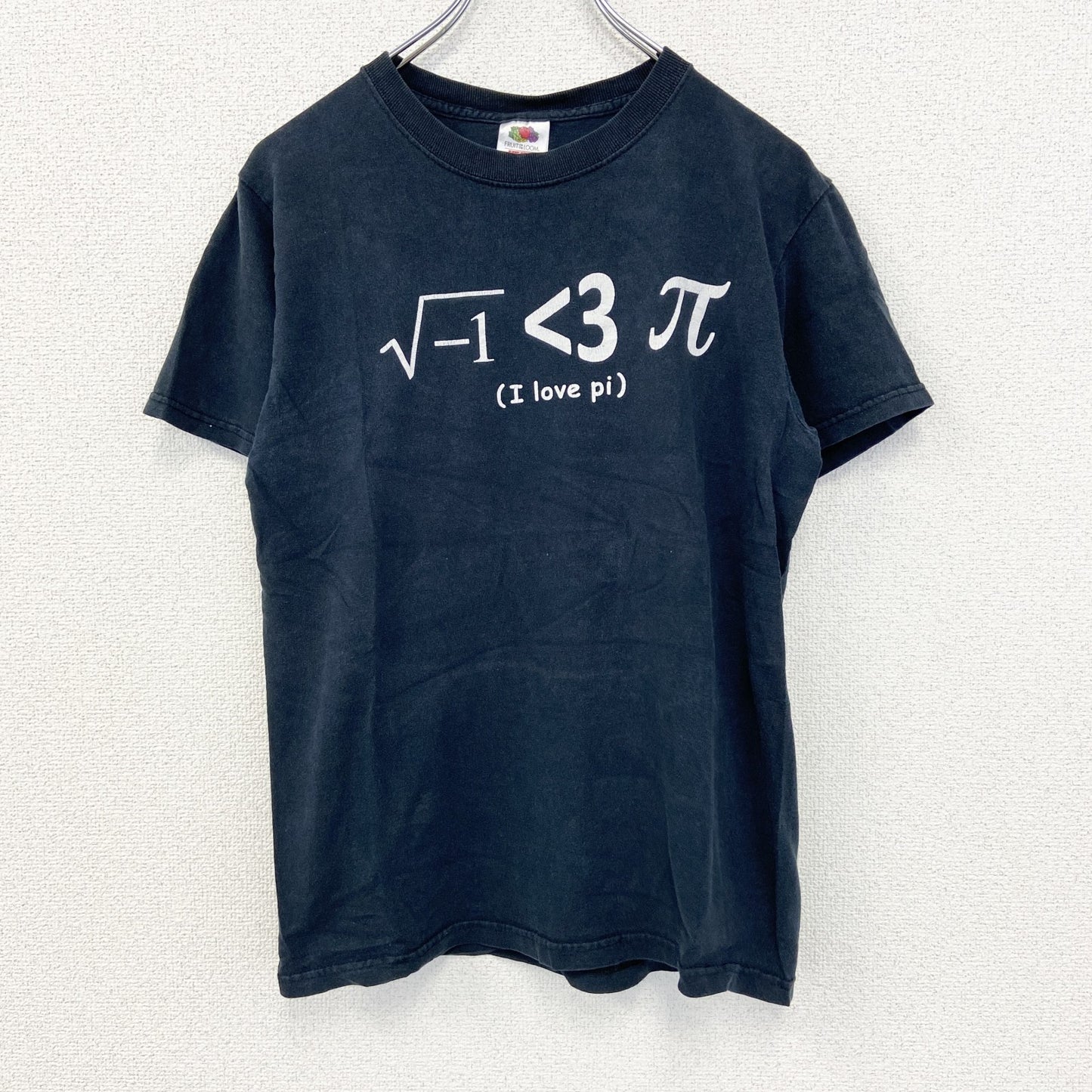 FRUIT OF THE LOOM　半袖プリントTシャツ　I LOVE Tシャツ　数学　ルート　クルーネック　黒　Sサイズ