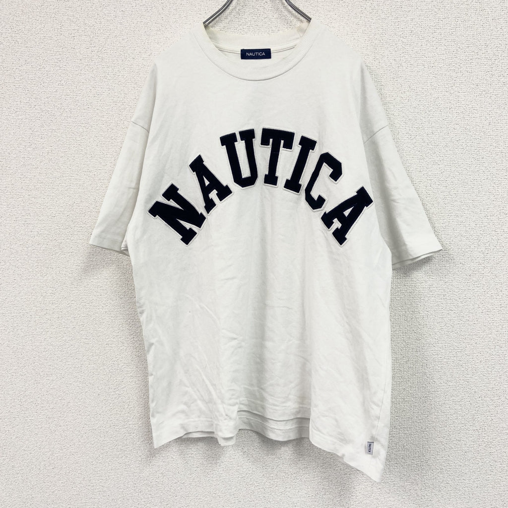 NAUTICA　ノーティカ　半袖プリントＴシャツ　デカロゴ　アーチプリント　白　ホワイト　Lサイズ