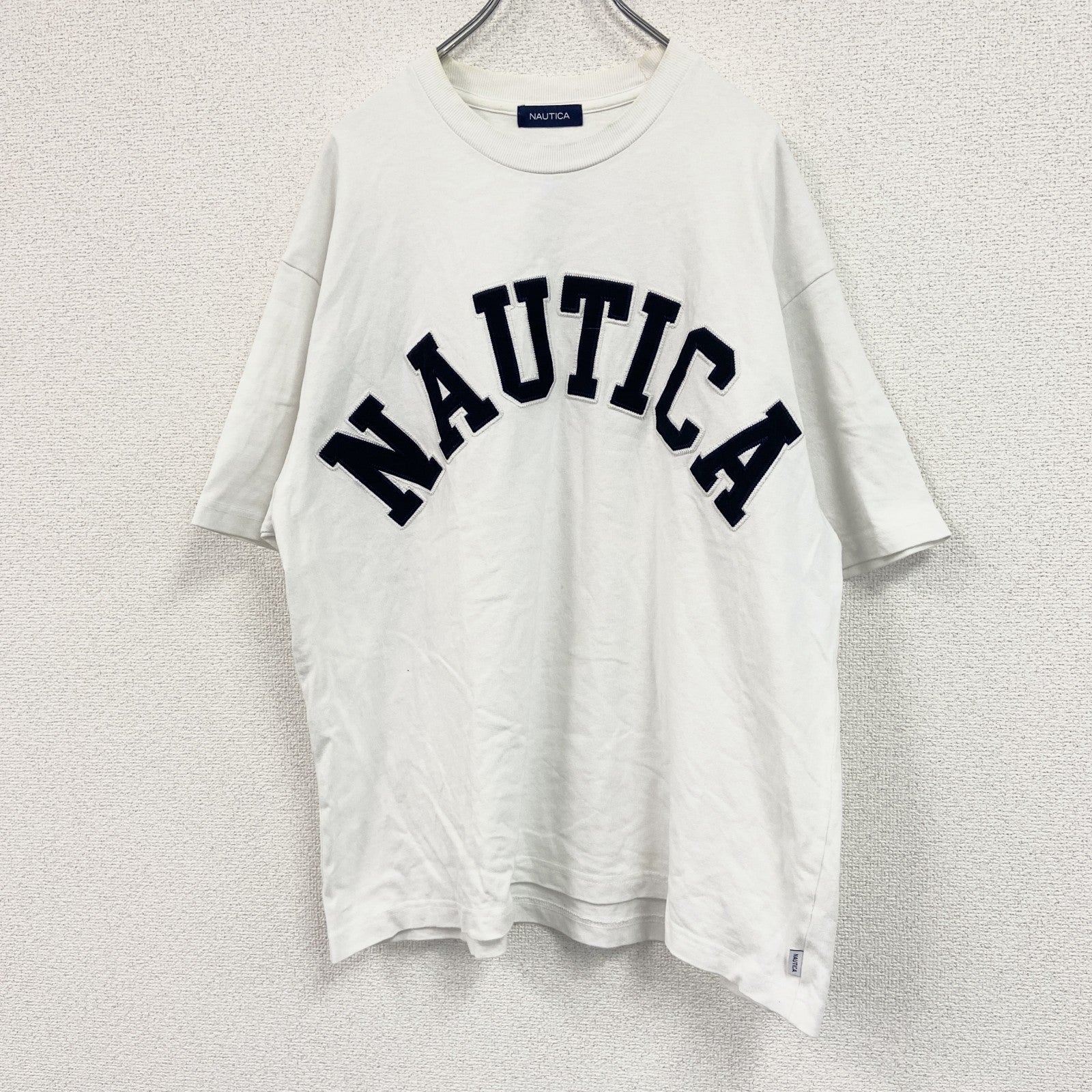 NAUTICA　ノーティカ　半袖プリントＴシャツ　デカロゴ　アーチプリント　白　ホワイト　Lサイズ