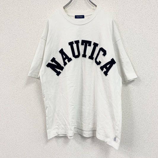NAUTICA　ノーティカ　半袖プリントＴシャツ　デカロゴ　白　ホワイト　Lサイズ