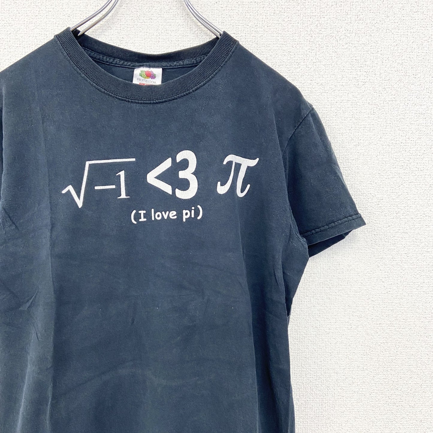 FRUIT OF THE LOOM　半袖プリントTシャツ　I LOVE Tシャツ　数学　ルート　クルーネック　黒　Sサイズ