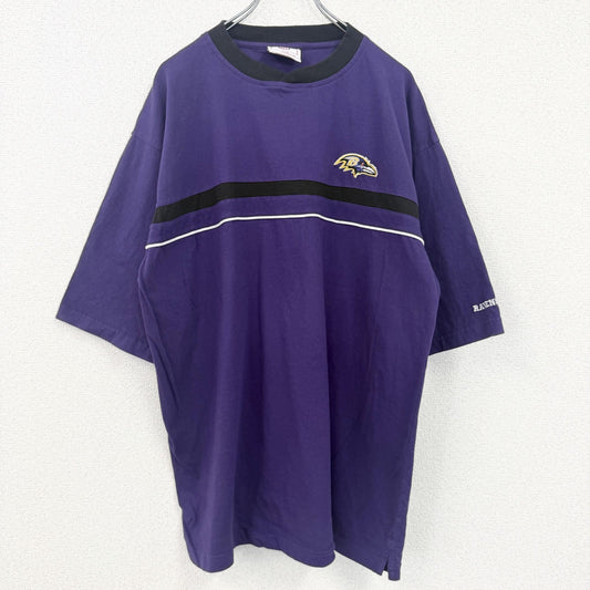 古着 used　NFL　半袖プリントTシャツ　クルーネック　刺繍　レトロデザイン　RAVENS　紫　パープル　XLサイズ