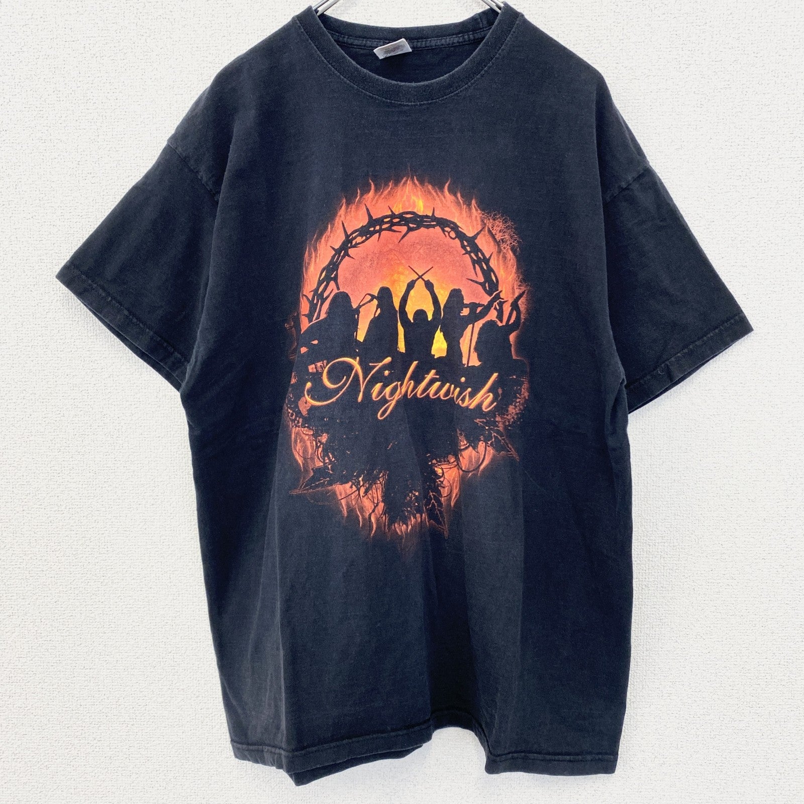 古着 used　FRUIT OF THE LOOM　半袖プリントTシャツ　Nightwish　レトロデザイン　黒　XLサイズ