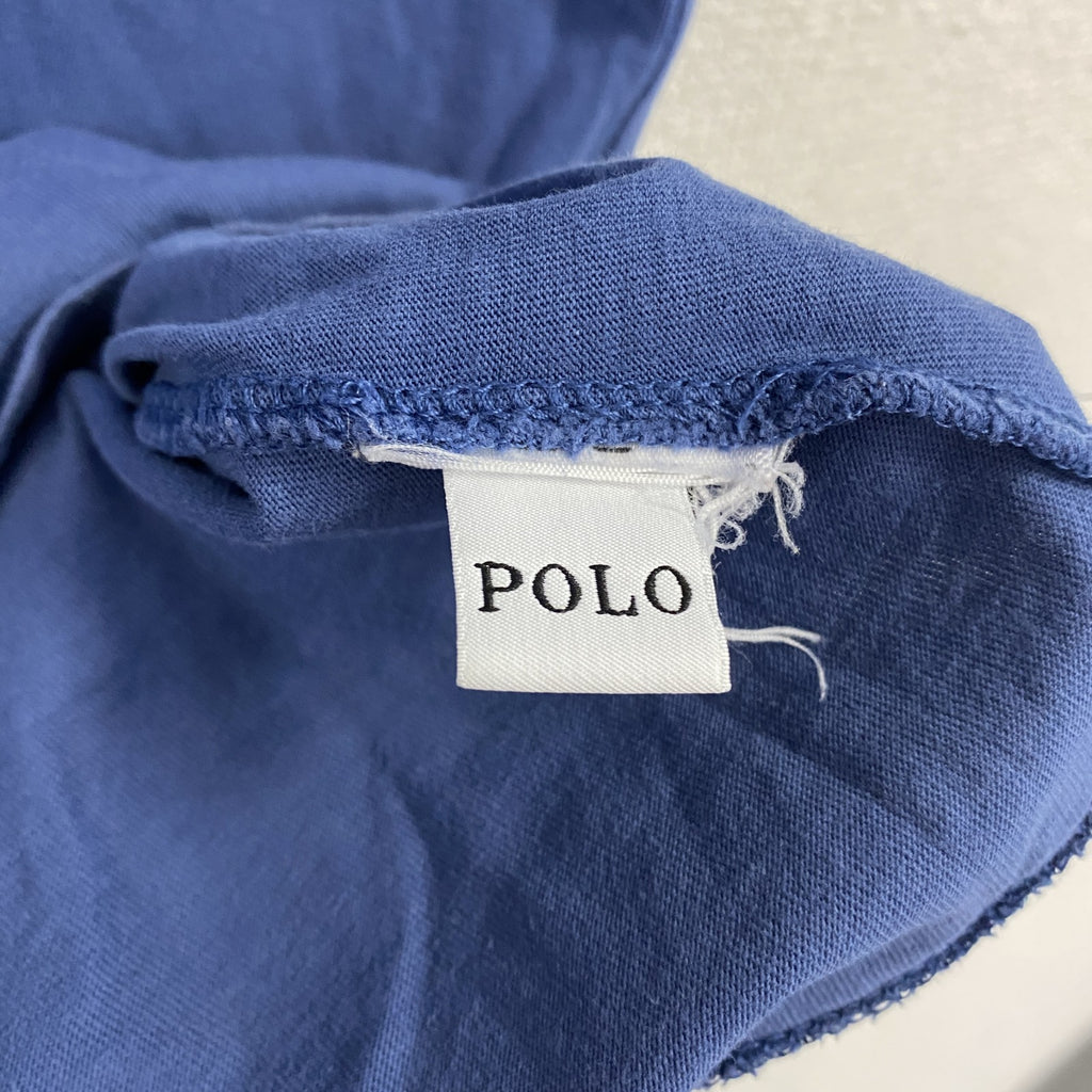 POLO RALPH LAUREN　ラルフローレン　半袖Tシャツ　シングルステッチ　デカロゴ　ロゴプリント　青　ブルー　Sサイズ
