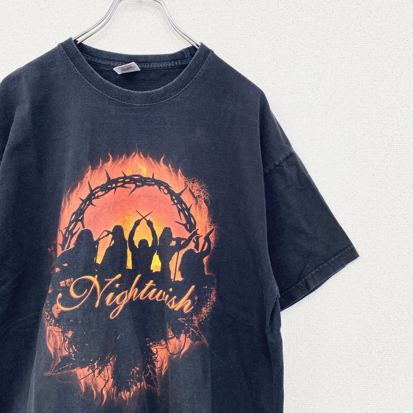 古着 used　FRUIT OF THE LOOM　半袖プリントTシャツ　Nightwish　レトロデザイン　黒　XLサイズ