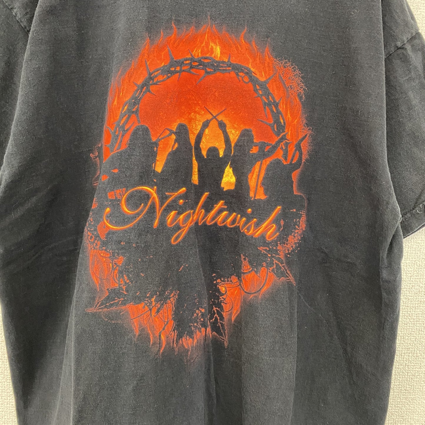 古着 used　FRUIT OF THE LOOM　半袖プリントTシャツ　Nightwish　レトロデザイン　黒　XLサイズ