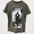 古着 used　JAMES BOND　ジェームズボンド　半袖プリントTシャツ　クルーネック　レトロデザイン　カーキグレー　Sサイズ