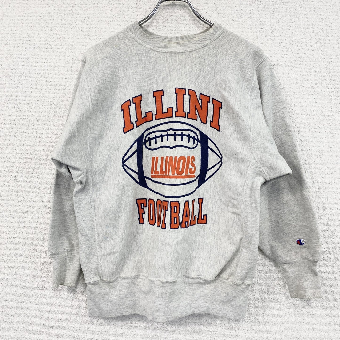 90s　Champion　チャンピオン　リバースウィーブ　スウェット/トレーナー　3連プリント　刺繍タグ　霜降りグレー　Lサイズ