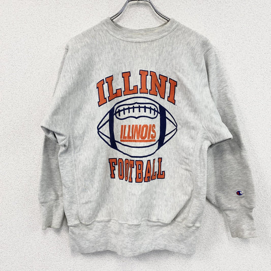 90s　Champion　チャンピオン　リバースウィーブ　スウェット/トレーナー　3連プリント　刺繍タグ　霜降りグレー　Lサイズ