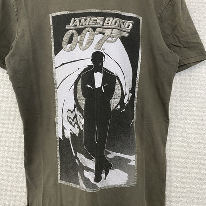 古着 used　JAMES BOND　ジェームズボンド　半袖プリントTシャツ　クルーネック　レトロデザイン　カーキグレー　Sサイズ