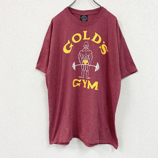 90s～　GOLD GYM　ゴールドジム　半袖プリントアドバタイジングＴシャツ　アーチプリント　ヴィンテージ　赤　レッド　XLサイズ
