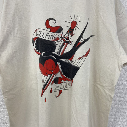 古着 used　FRUIT OF THE LOOM　半袖プリントTシャツ　アメカジ　クルーネック　レトロデザイン　白　Lサイズ