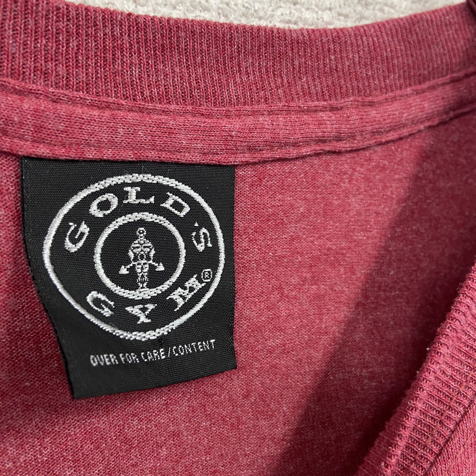 90s～　GOLD GYM　ゴールドジム　半袖プリントアドバタイジングＴシャツ　アーチプリント　ヴィンテージ　赤　レッド　XLサイズ