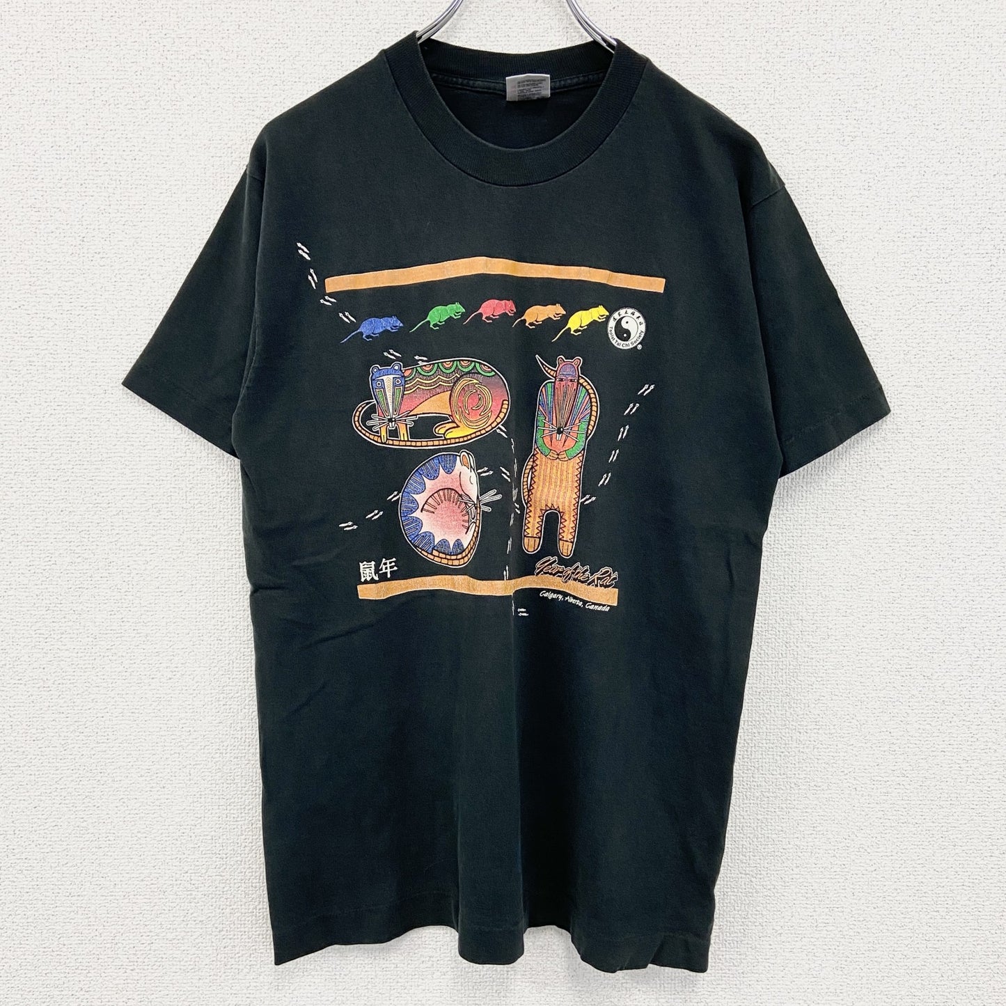 FRUIT OF THELOOM　フルーツオブザルーム　半袖プリントTシャツ　黒　ブラック　Ｍサイズ