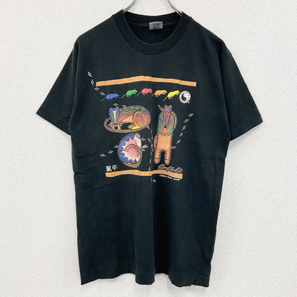 FRUIT OF THELOOM　フルーツオブザルーム　半袖プリントTシャツ　黒　ブラック　Ｍサイズ