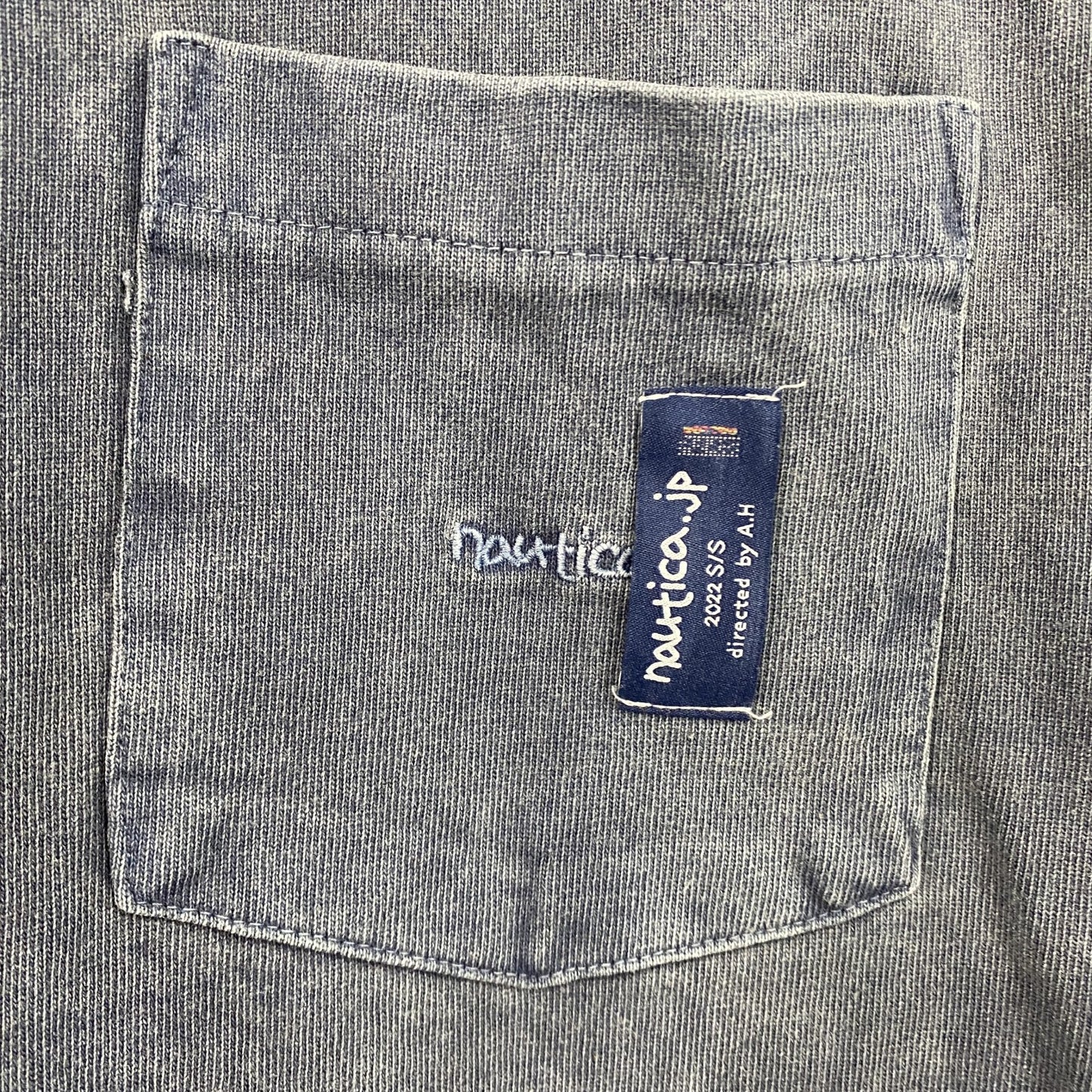 90s　NAUTICA　ノーティカ　半袖Tシャツ　胸ポケット　刺繍ロゴ　ワンポイント　ヴィンテージ　紺　ネイビー　Lサイズ