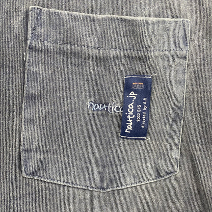 90s　NAUTICA　ノーティカ　半袖Tシャツ　胸ポケット　刺繍ロゴ　ワンポイント　ヴィンテージ　紺　ネイビー　Lサイズ